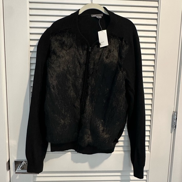 Vince Black Sweater with Fur Detail - Picture 1 of 3